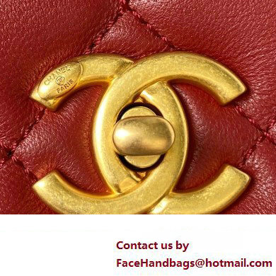 Chanel Lambskin  &  Gold-Tone Metal Mini Flap Bag AS4340 Burgundy 2023